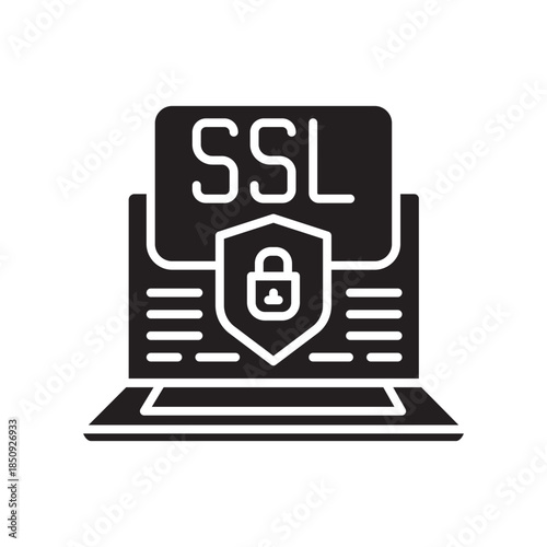ssl certificate black line icon. Vector isolated element