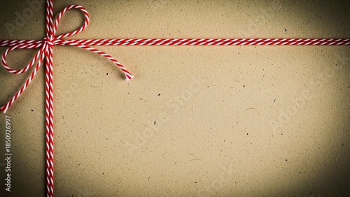 Gift Wrapping Red and White Striped Twine Decorative Bow Beige Background Crisp Clean Style Elegant Presentation.jpg