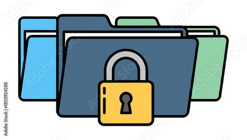 Folders with padlock representing secure file protection