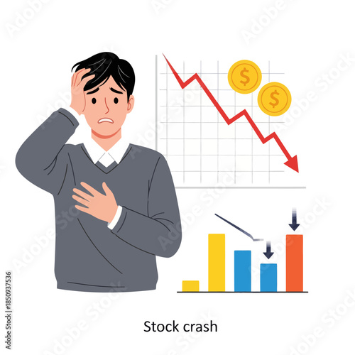 Stock crash concept vector illustration inflation isolated on white background
