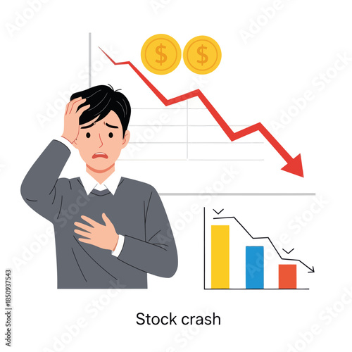 Stock crash concept vector illustration inflation isolated on white background
