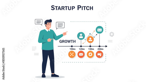 Startup Pitch Presentation with Growth Metrics and Engagement Indicators