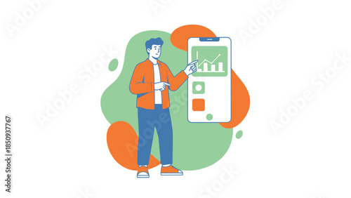 Modern businessman analyzing financial data on a smartphone screen for investment insights