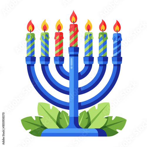 Candle menorah doodle vector outline sticker
