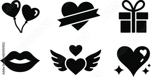 Valentine Symbols Icons heart love