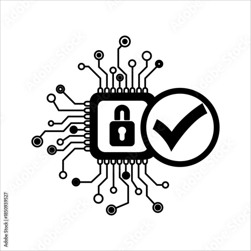 Futuristic key icon for Cybersecurity technology solution concept. Unlock privacy, secure archived data from spam and secret hacking. AI automation systems, attack security, risks, technological innov