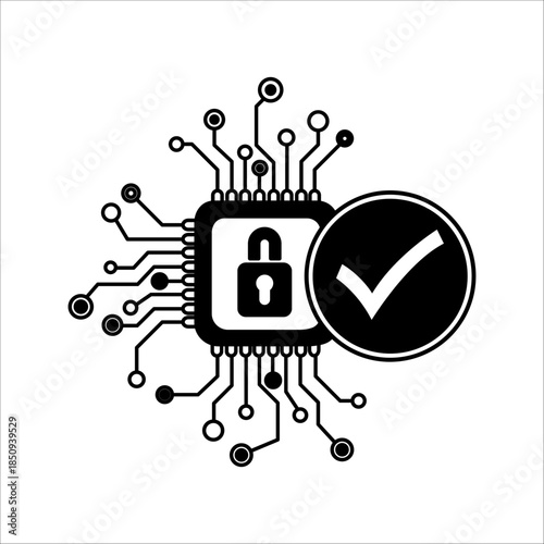 Futuristic key icon for Cybersecurity technology solution concept. Unlock privacy, secure archived data from spam and secret hacking. AI automation systems, attack security, risks, technological innov