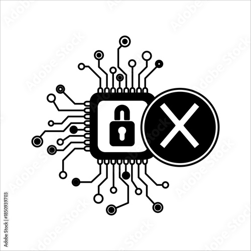 Futuristic key icon for Cybersecurity technology solution concept. Unlock privacy, secure archived data from spam and secret hacking. AI automation systems, attack security, risks, technological innov