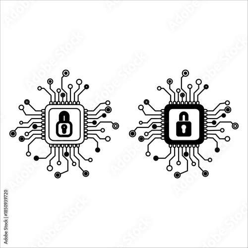 Futuristic key icon for Cybersecurity technology solution concept. Unlock privacy, secure archived data from spam and secret hacking. AI automation systems, attack security, risks, technological innov