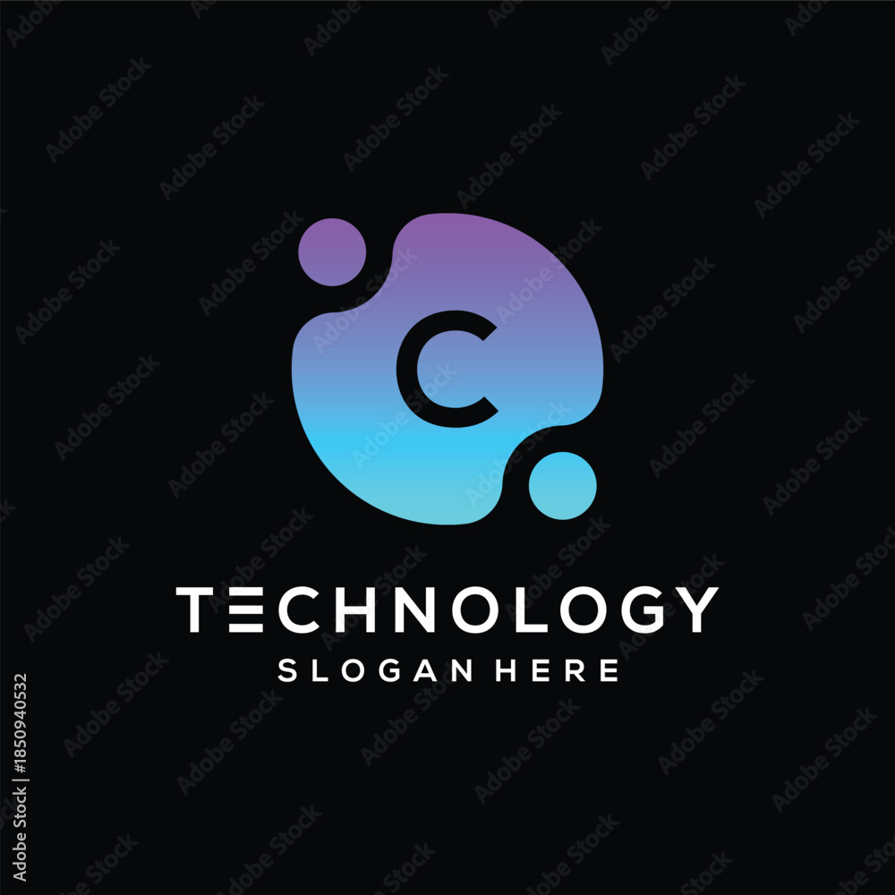 Fototapeta premium Initial letter c technology logo design inspiration