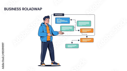 Business Process Flowchart Illustration for Project Management in a Modern Style