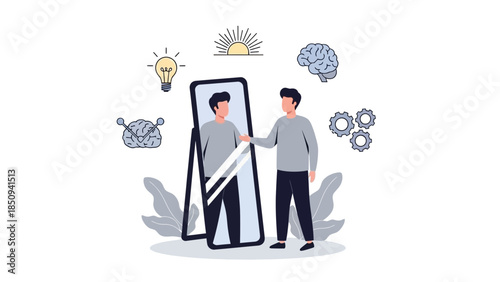 Concept of Self-Reflection and Personal Growth through Mirror Interaction