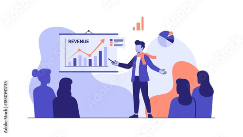 business presentation on revenue growth and financial analysis with charts and audience engagement