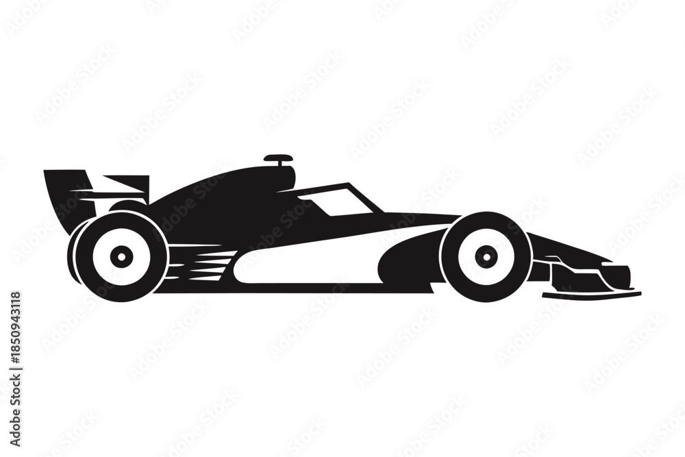 Obraz premium Race car black silhouette vector illustration on white background