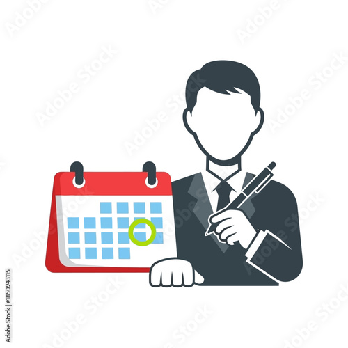 Wallpaper Mural Businessman scheduling appointment on desk calendar with pen, marking important deadline, event date, or business meeting planning icon Torontodigital.ca