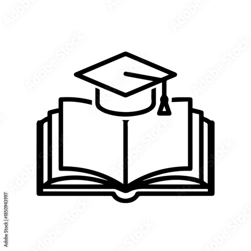 Open book with graduation cap
