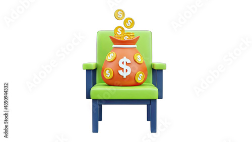 Money Bag on Chair: Financial Success Concept