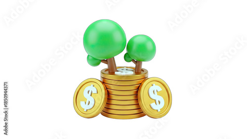 Money Tree Growing on Coins - Investment Concept