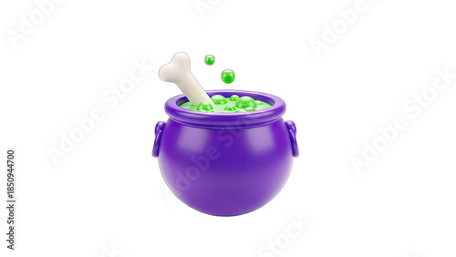 Cauldron with Potion and Bone - Halloween Concept