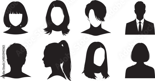 Silhouette profiles of eight individuals in two rows