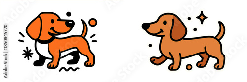 Vibrant vector illustrations of playful cartoon dogs