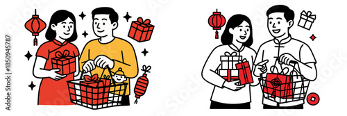 Festive gifts celebration in vector illustration