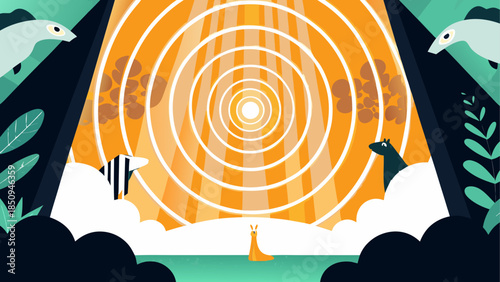 Whimsical forest pathway