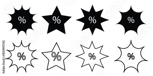 Discount Badge. Promo Sale Label and Special Offer Tag for Retail Marketing. Vector illustration.