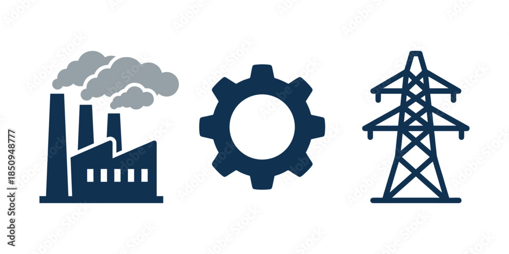 Naklejka premium Industry energy manufacturing concept icons set