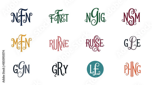 Collection of decorative monograms for personalized branding and elegant logo design