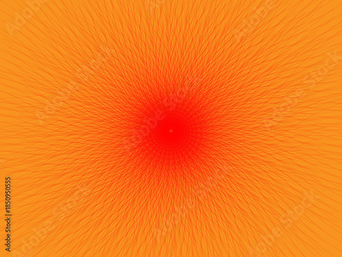 Explosion of red dots radiating from a central point on an orange background