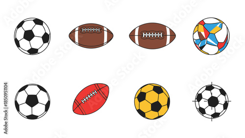 Colorful collection of different sport ball illustrations perfect for background or icon usage