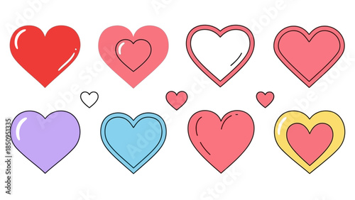 Colorful Heart Collection for Valentine's Day, Wedding, Love and Romance Designs