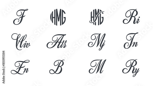 Elegant Monogram Collection: Decorative Lettering for Personalized Designs and Branding Identity