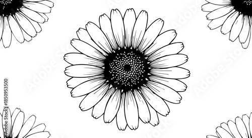 Elegant floral pattern with delicate daisy blooms, perfect for fabric design or a touch of botanical beauty, originally a scalable vector graphic