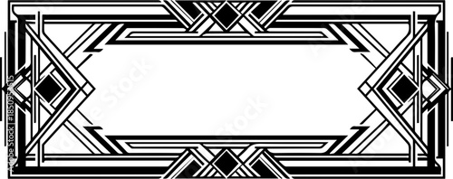 Elegant black and white Art Deco frame for posters or invitations, scalable vector graphic for creative projects, vintage style border, blank space for text