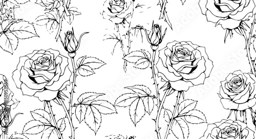 Elegant rose floral pattern for timeless designs, sophisticated backgrounds, and romantic invitations, perfect for weddings, branding, and vintage aesthetics