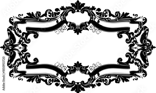 Ornate vintage frame with botanical elements for classic designs, elegant invitations, and premium branding materials, perfect for adding sophisticated flair