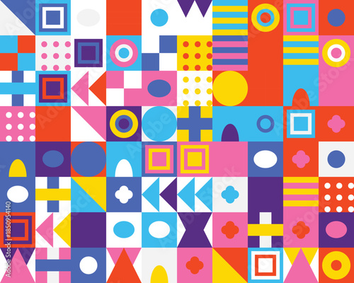 Geometric shapes pattern in vibrant colors abstract
