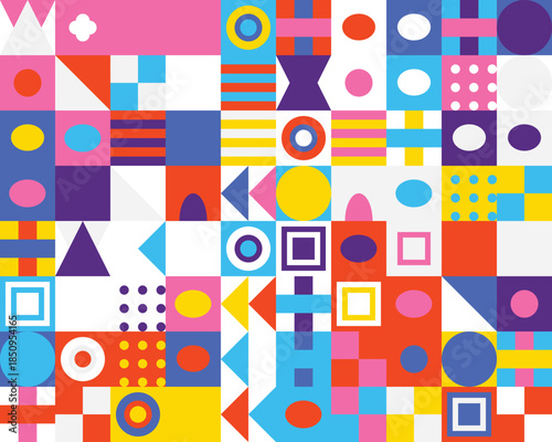 Geometric shapes pattern in vibrant colors colorful