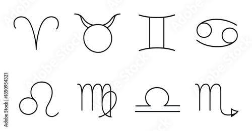 Minimalist zodiac symbols collection on gradient background