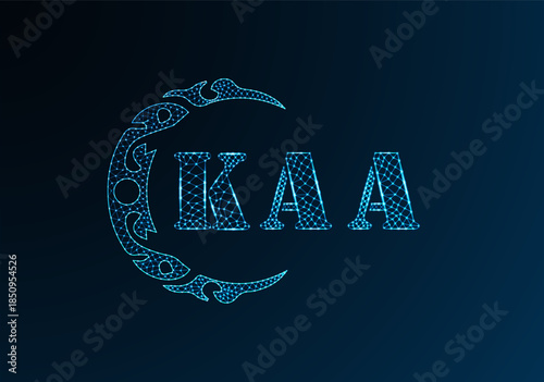 Low poly letter logo KAA design. KAA letter logo low poly vector design on blue color gradient background. KAA logo low poly design