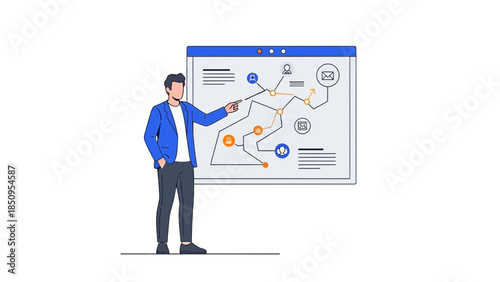 businessman analyzing data and growth trends using digital dashboard presentation