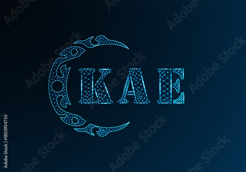 Low poly letter logo KAE design. KAE letter logo low poly vector design on blue color gradient background. KAE logo low poly design