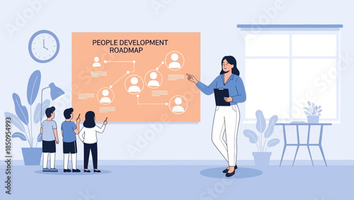 Team Workshop for Developing a People Development Roadmap in a Modern Office Setting