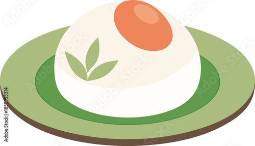 Asian traditional sweet dessert mochi confection on green plate