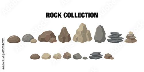 Rock collection featuring various stone shapes and pebbles