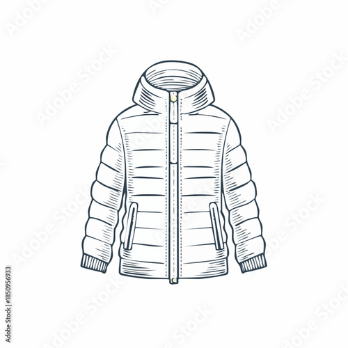 Winter jacket illustration isolated on white background casual outerwear