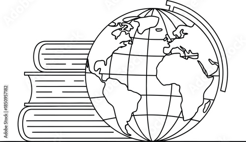 Education knowledge learning globe earth science geography world book icon concept design