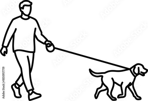 Person walking dog on leash icon outline simple graphic pet ownership companion animal outdoor activity friendship